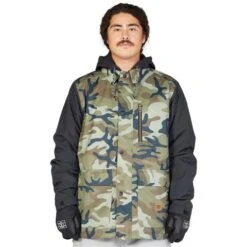 DC Shoes Men's Bandwidth Jacket -Ski Sales Shop fw23 dc mensbandwidthjacket woodlandcamogreen 1