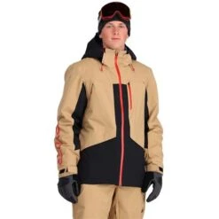 Spyder Men's Anthem GTX Insulated Jacket -Ski Sales Shop fw23 spyder mensanthemgtxinsulatedjacket tanninblack 1