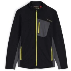 Spyder Men's Bandit Full Zip Fleece Jacket -Ski Sales Shop fw23 spyder mensbanditfullzipfleecejacket blackcitron 1