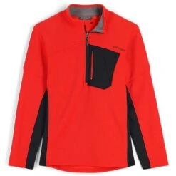 Spyder Men's Bandit Half Zip Fleece Jacket -Ski Sales Shop fw23 spyder mensbandithalfzipfleecejacket volcano 1