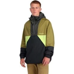 Spyder Men's Belford Windbreaker Anorak Jacket -Ski Sales Shop fw23 spyder mensbelfordwindbreakeranorakjacket olivedrabbalck 1