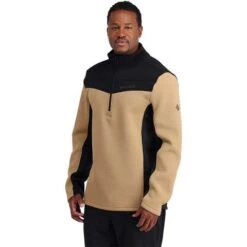 Spyder Men's Encore Half Zip Fleece Jacket -Ski Sales Shop fw23 spyder mensencorehalfzipfleecejacket blacktannin 1