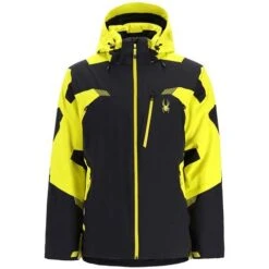 Spyder Men's Leader Jacket -Ski Sales Shop fw23 spyder mensleadergtxjacket blackcitron 4